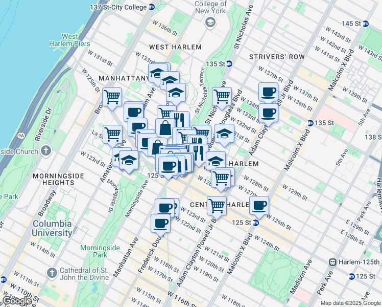 map of restaurants, bars, coffee shops, grocery stores, and more near in New York