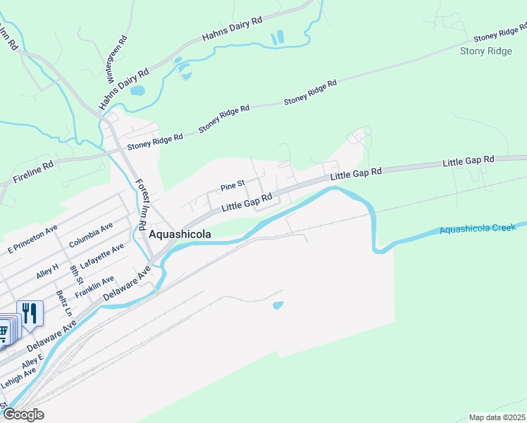 map of restaurants, bars, coffee shops, grocery stores, and more near 45 Moyer Place in Palmerton