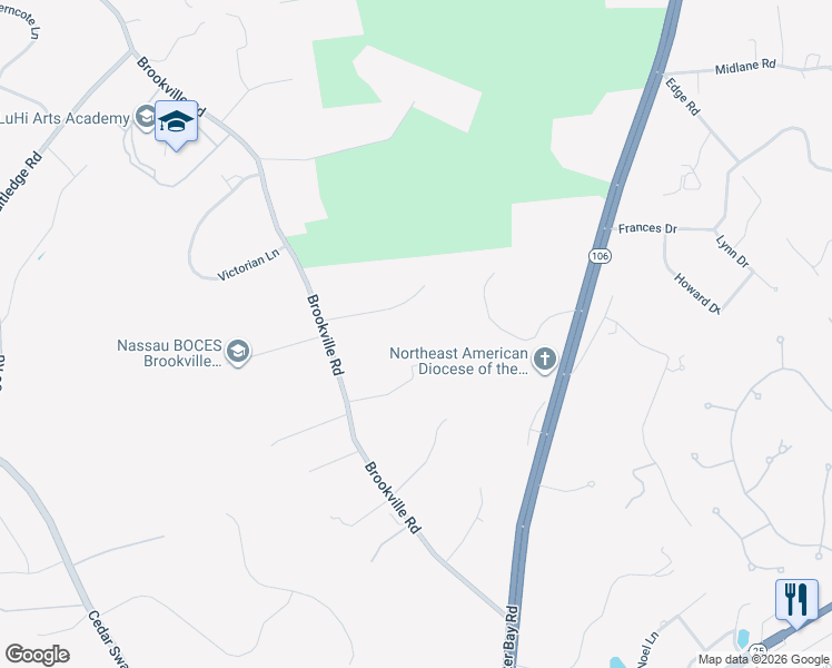 map of restaurants, bars, coffee shops, grocery stores, and more near 10 Hidden Pond in Glen Head