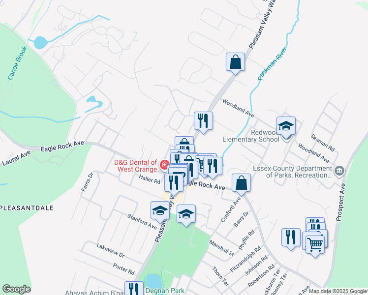 map of restaurants, bars, coffee shops, grocery stores, and more near 4 Marmon Terrace in West Orange