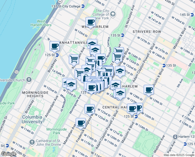 map of restaurants, bars, coffee shops, grocery stores, and more near in New York