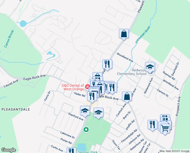map of restaurants, bars, coffee shops, grocery stores, and more near 4 Marmon Terrace in West Orange