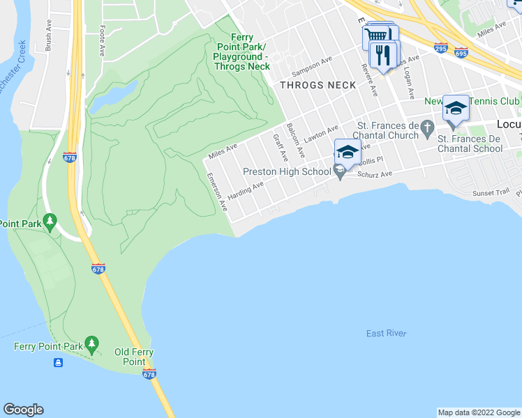 map of restaurants, bars, coffee shops, grocery stores, and more near 2594 Schurz Avenue in Bronx
