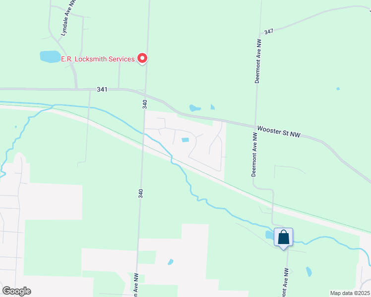 map of restaurants, bars, coffee shops, grocery stores, and more near 11744 Wooster Street Northwest in Massillon