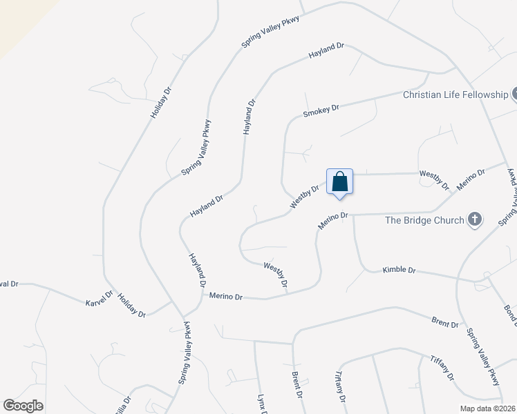 map of restaurants, bars, coffee shops, grocery stores, and more near 633 Westby Drive in Spring Creek