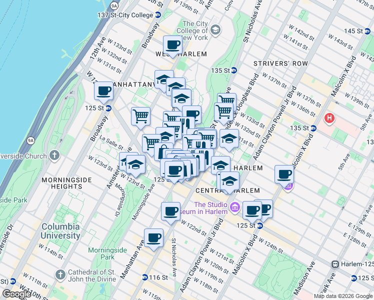 map of restaurants, bars, coffee shops, grocery stores, and more near in New York