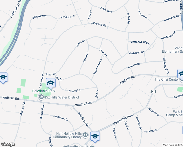 map of restaurants, bars, coffee shops, grocery stores, and more near 16 Plane Tree Lane in Dix Hills