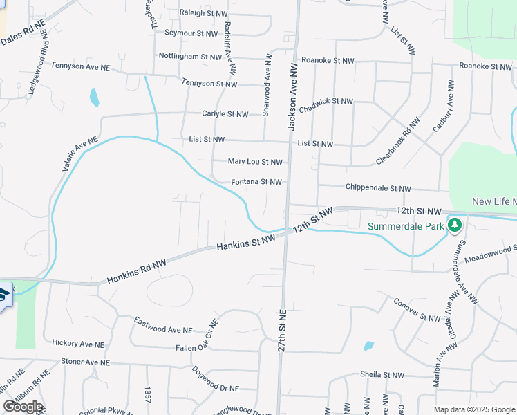 map of restaurants, bars, coffee shops, grocery stores, and more near 1219 Castello Circle Northwest in Massillon