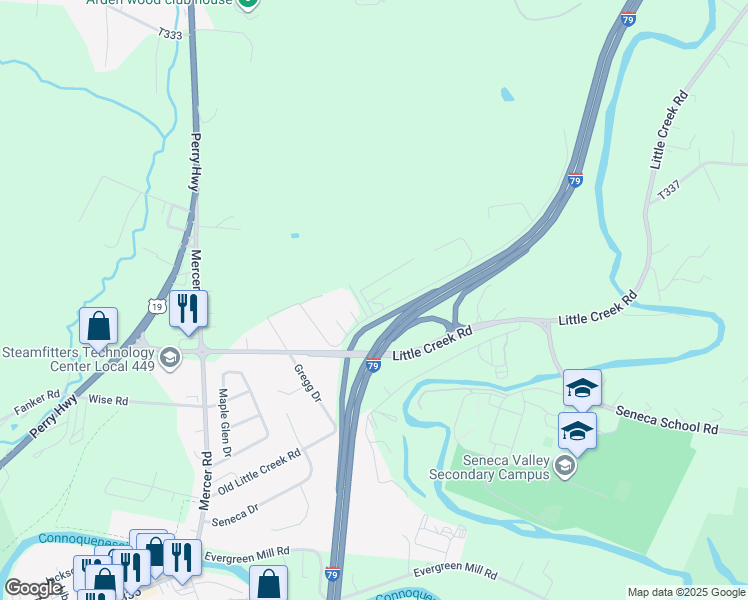 map of restaurants, bars, coffee shops, grocery stores, and more near 119 Metcalf Road in Harmony