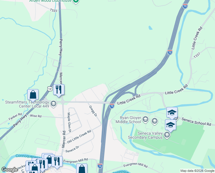 map of restaurants, bars, coffee shops, grocery stores, and more near 119 Metcalf Road in Harmony