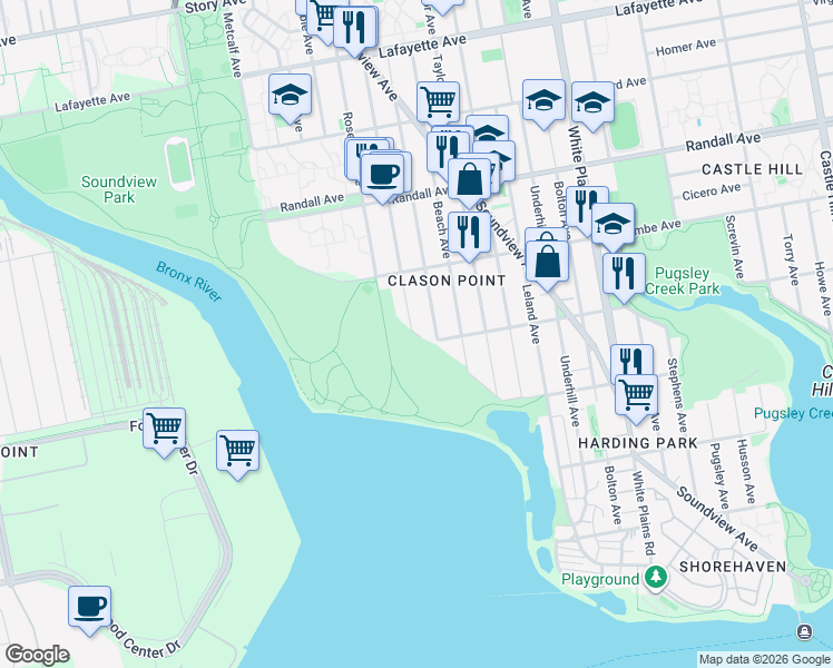 map of restaurants, bars, coffee shops, grocery stores, and more near 426B Saint Lawrence Avenue in Bronx