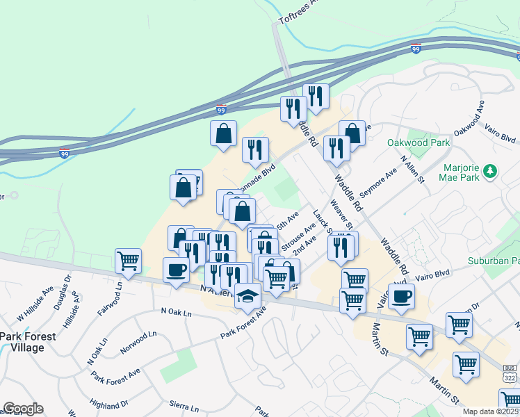 map of restaurants, bars, coffee shops, grocery stores, and more near 2075 Mary Ellen Lane in State College