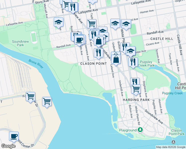 map of restaurants, bars, coffee shops, grocery stores, and more near 426B Saint Lawrence Avenue in Bronx