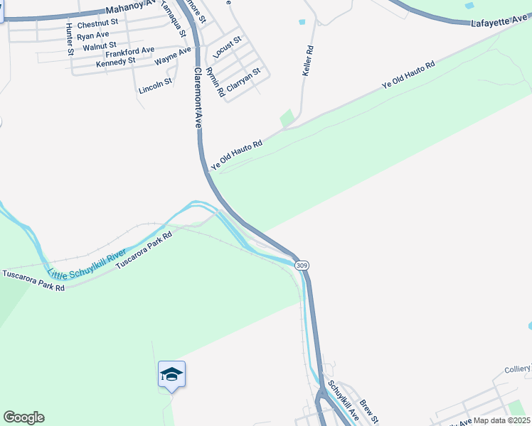 map of restaurants, bars, coffee shops, grocery stores, and more near Claremont Avenue in Tamaqua