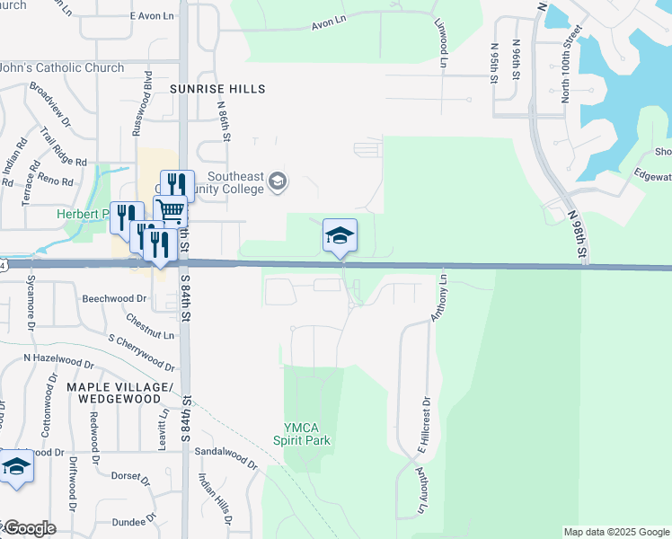 map of restaurants, bars, coffee shops, grocery stores, and more near in Lincoln