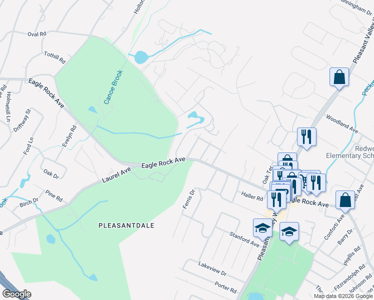 map of restaurants, bars, coffee shops, grocery stores, and more near 13 Wakeman Street in West Orange