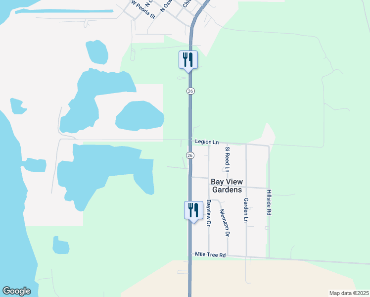 map of restaurants, bars, coffee shops, grocery stores, and more near 1546 Spring Bay Road in Bay View Gardens