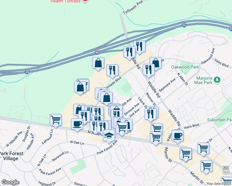 map of restaurants, bars, coffee shops, grocery stores, and more near 2075 Mary Ellen Lane in State College