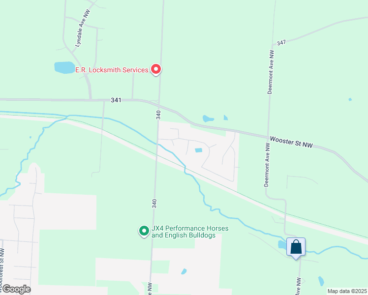 map of restaurants, bars, coffee shops, grocery stores, and more near 1832 Lake Creek Circle in Massillon