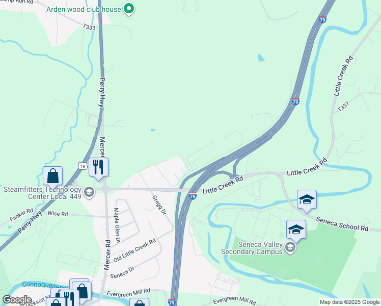 map of restaurants, bars, coffee shops, grocery stores, and more near 119 Metcalf Road in Harmony