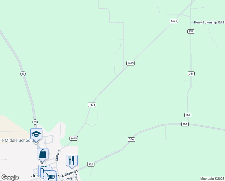 map of restaurants, bars, coffee shops, grocery stores, and more near in Jeromesville