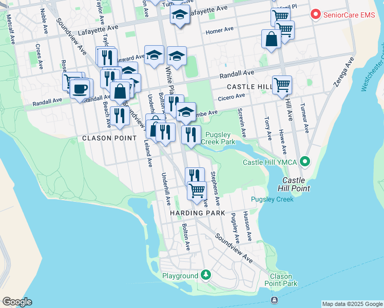 map of restaurants, bars, coffee shops, grocery stores, and more near 1930 Patterson Avenue in Bronx