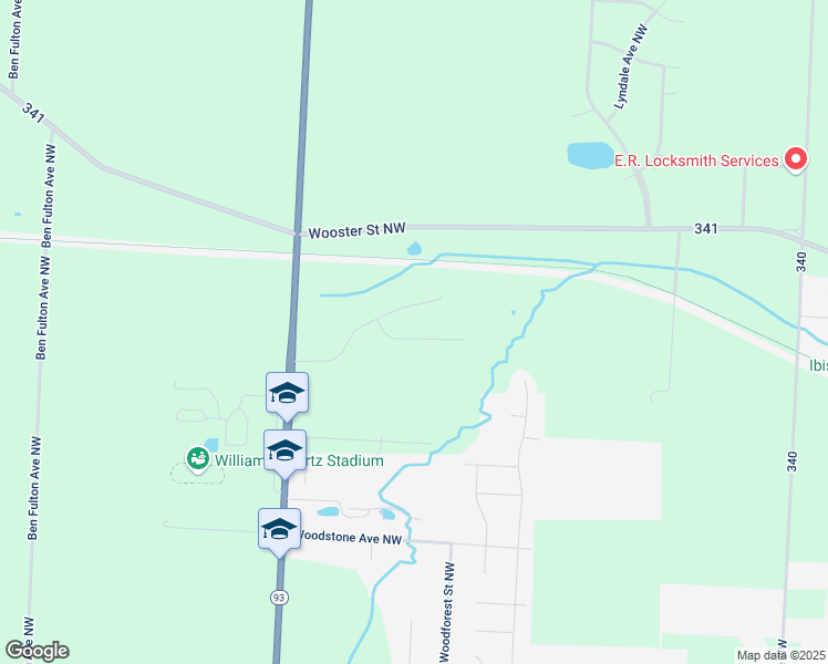 map of restaurants, bars, coffee shops, grocery stores, and more near 12955 Sunshine Circle Northwest in Massillon