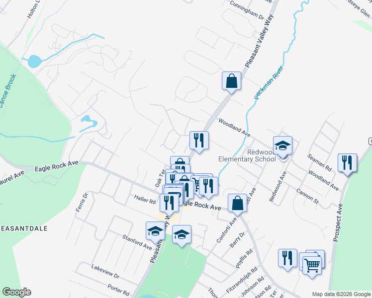 map of restaurants, bars, coffee shops, grocery stores, and more near 18 Moran Road in West Orange