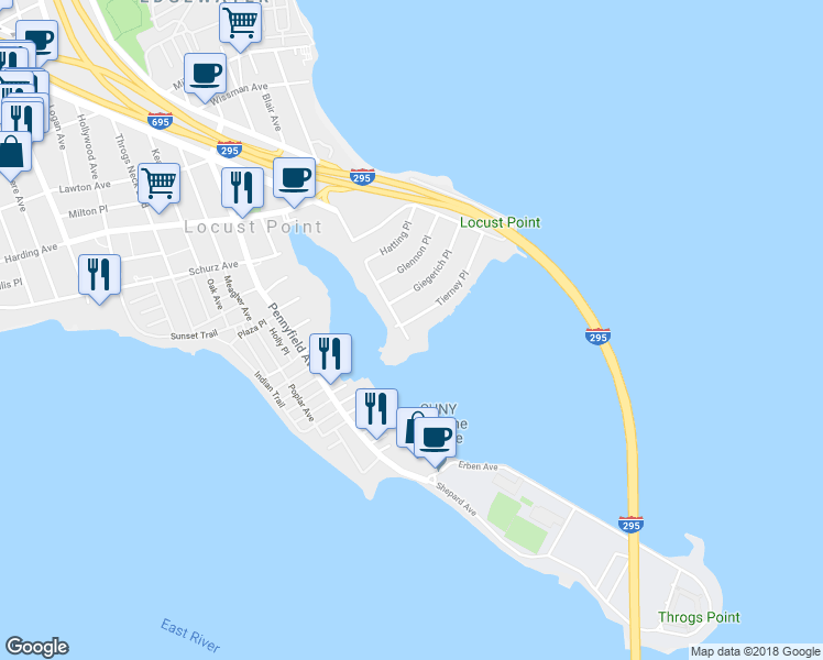 map of restaurants, bars, coffee shops, grocery stores, and more near 3176 Tierney Place in Bronx