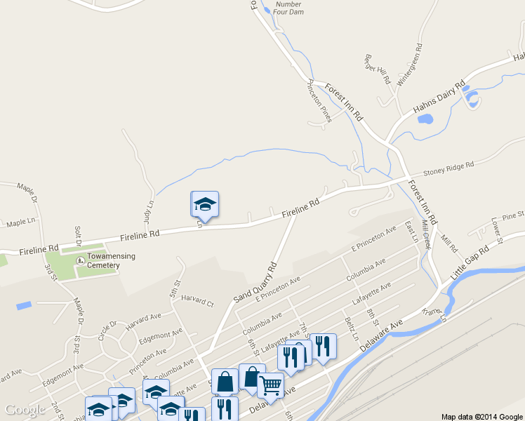 map of restaurants, bars, coffee shops, grocery stores, and more near 65 Dusty Ln in Palmerton