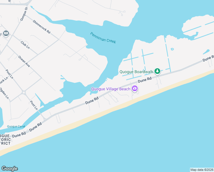 map of restaurants, bars, coffee shops, grocery stores, and more near 159 Dune Road in Westhampton Beach