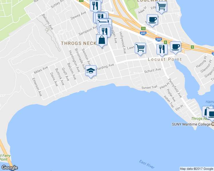 map of restaurants, bars, coffee shops, grocery stores, and more near 2824 Schurz Avenue in Bronx