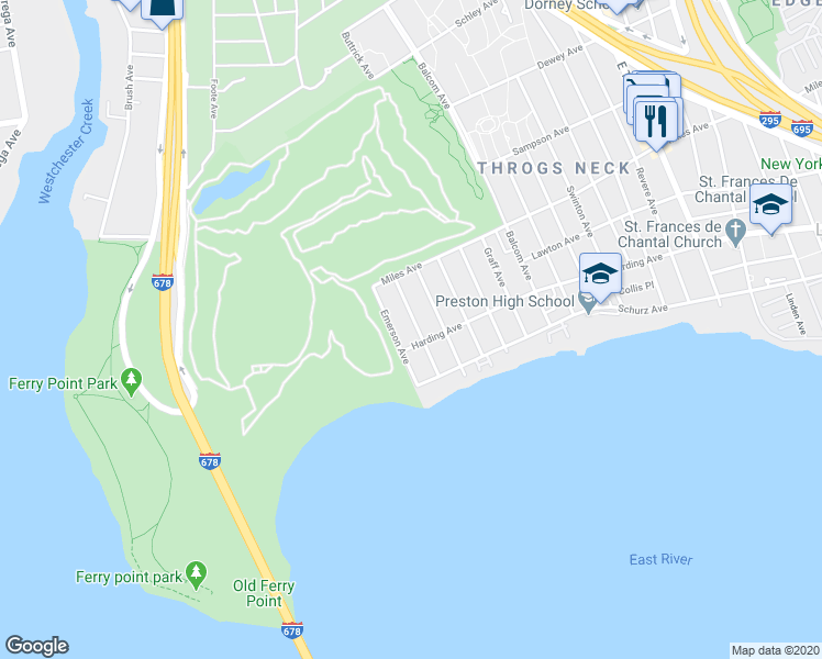 map of restaurants, bars, coffee shops, grocery stores, and more near 237 Hosmer Avenue in Bronx