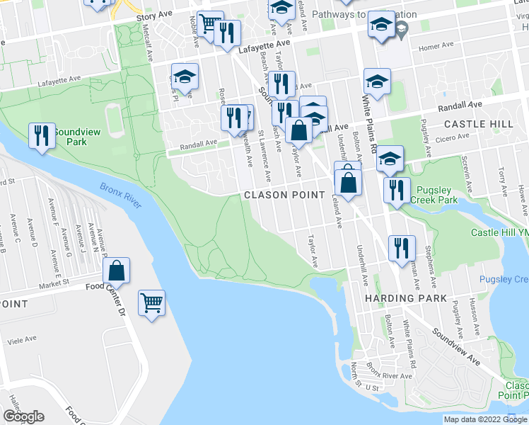 map of restaurants, bars, coffee shops, grocery stores, and more near 426B Saint Lawrence Avenue in Bronx