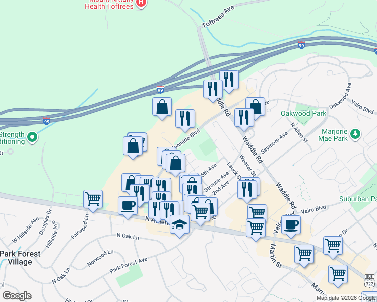 map of restaurants, bars, coffee shops, grocery stores, and more near 2093 Mary Ellen Lane in State College