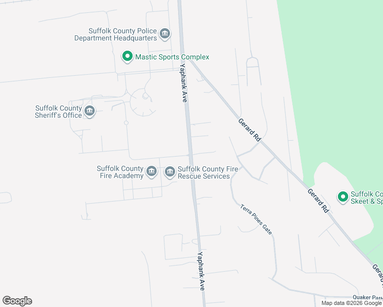 map of restaurants, bars, coffee shops, grocery stores, and more near Yaphank Avenue in Yaphank