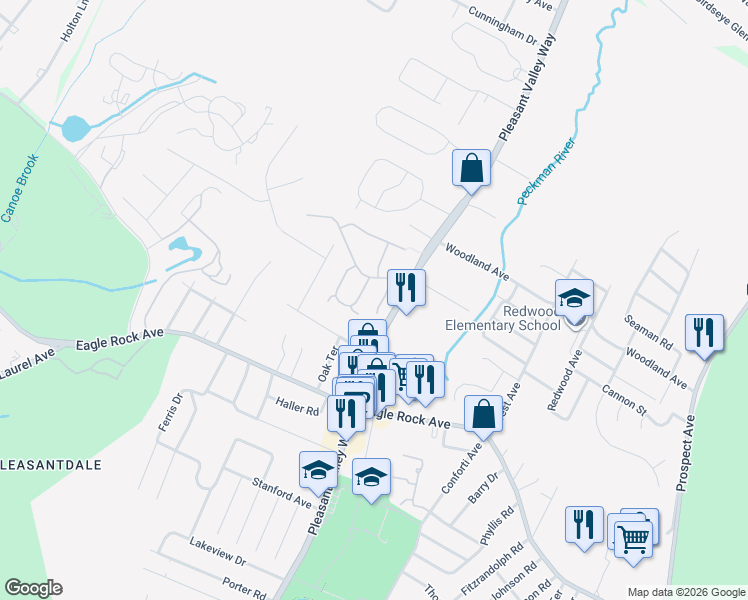map of restaurants, bars, coffee shops, grocery stores, and more near 18 Moran Road in West Orange