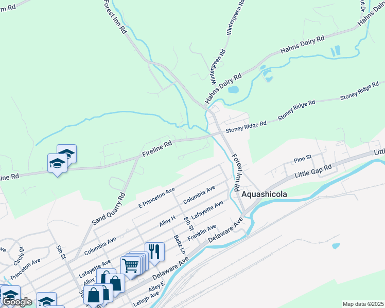 map of restaurants, bars, coffee shops, grocery stores, and more near 4145 Fireline Rd in Palmerton