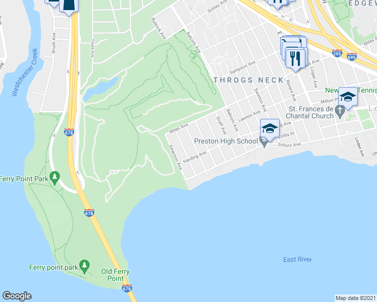 map of restaurants, bars, coffee shops, grocery stores, and more near 237 Hosmer Avenue in Bronx