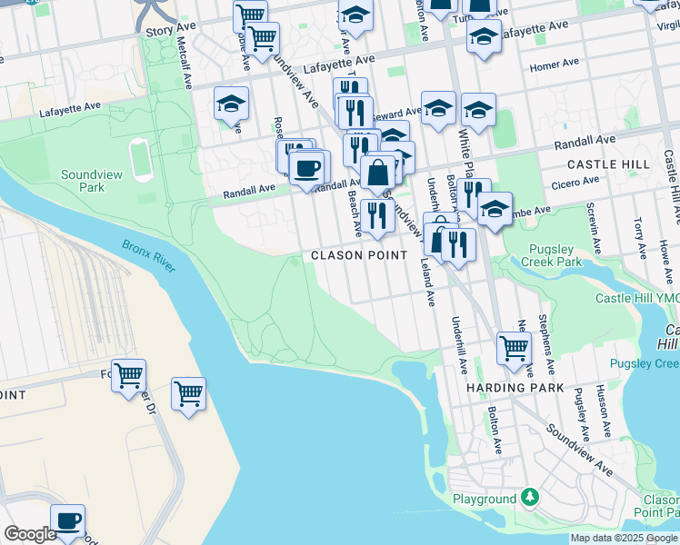map of restaurants, bars, coffee shops, grocery stores, and more near 426B Saint Lawrence Avenue in Bronx