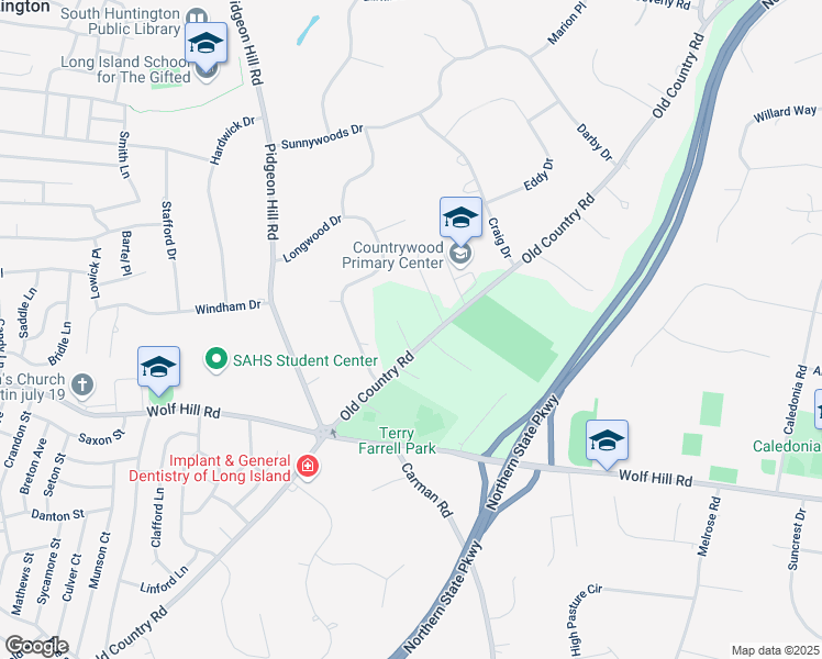 map of restaurants, bars, coffee shops, grocery stores, and more near 483 Old Country Road in Huntington Station