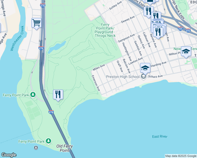 map of restaurants, bars, coffee shops, grocery stores, and more near 237 Hosmer Avenue in Bronx