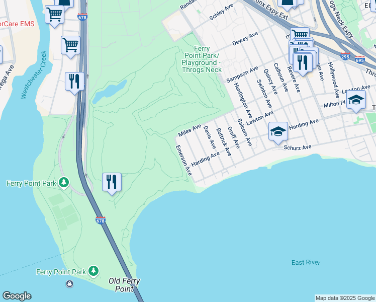 map of restaurants, bars, coffee shops, grocery stores, and more near 237 Hosmer Avenue in Bronx