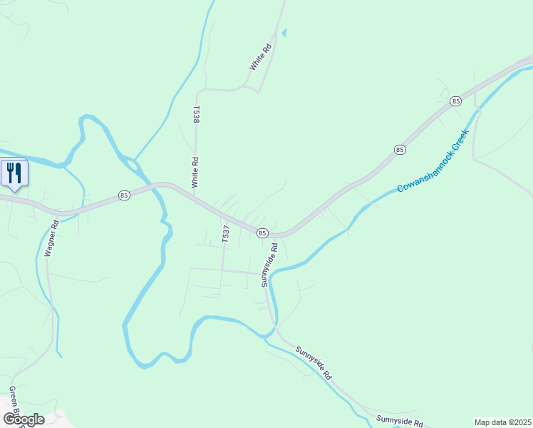 map of restaurants, bars, coffee shops, grocery stores, and more near 11672 Pennsylvania 85 in Kittanning