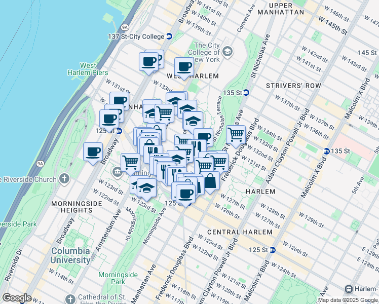 map of restaurants, bars, coffee shops, grocery stores, and more near in New York