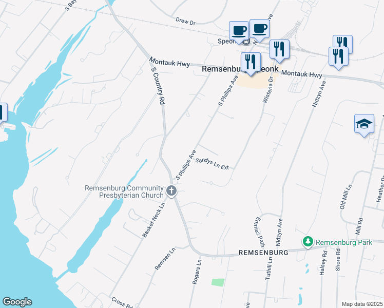map of restaurants, bars, coffee shops, grocery stores, and more near 73 South Phillips Avenue in Eastport