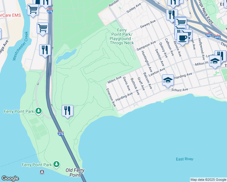 map of restaurants, bars, coffee shops, grocery stores, and more near 237 Hosmer Avenue in Bronx