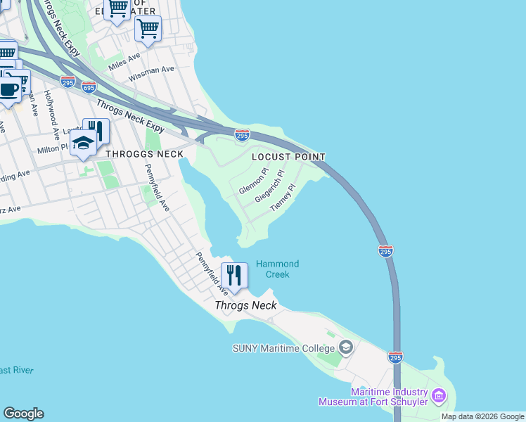 map of restaurants, bars, coffee shops, grocery stores, and more near 3199 Tierney Place in The Bronx