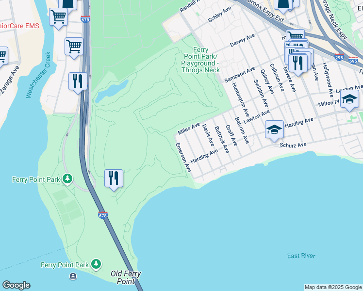 map of restaurants, bars, coffee shops, grocery stores, and more near 237 Hosmer Avenue in Bronx