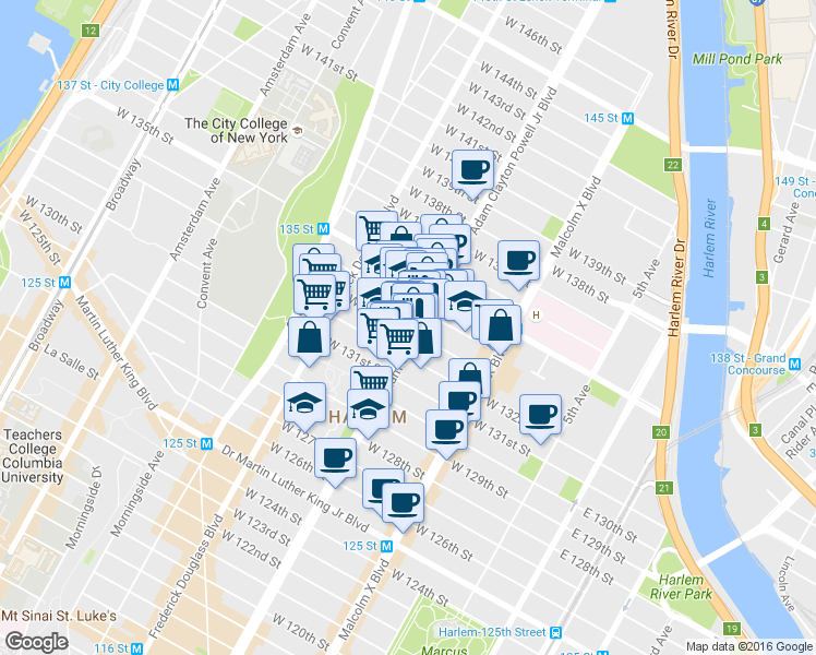 map of restaurants, bars, coffee shops, grocery stores, and more near in New York